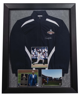 2009 Derek Jeter Signed World Series Warm Up Jacket In 36x44 Framed Display (Steiner)